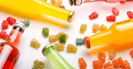 Image containing a few bottles of Delta-9 Drinks and some Gummies