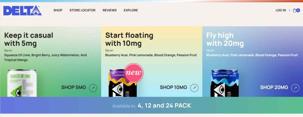 Delta Drink Website's THC Drink Homepage screenshot